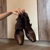 Soft leather version~ retro square head short boots woven winding belt rear zipper low heel Mary Jane cool boots women's hollow western boots