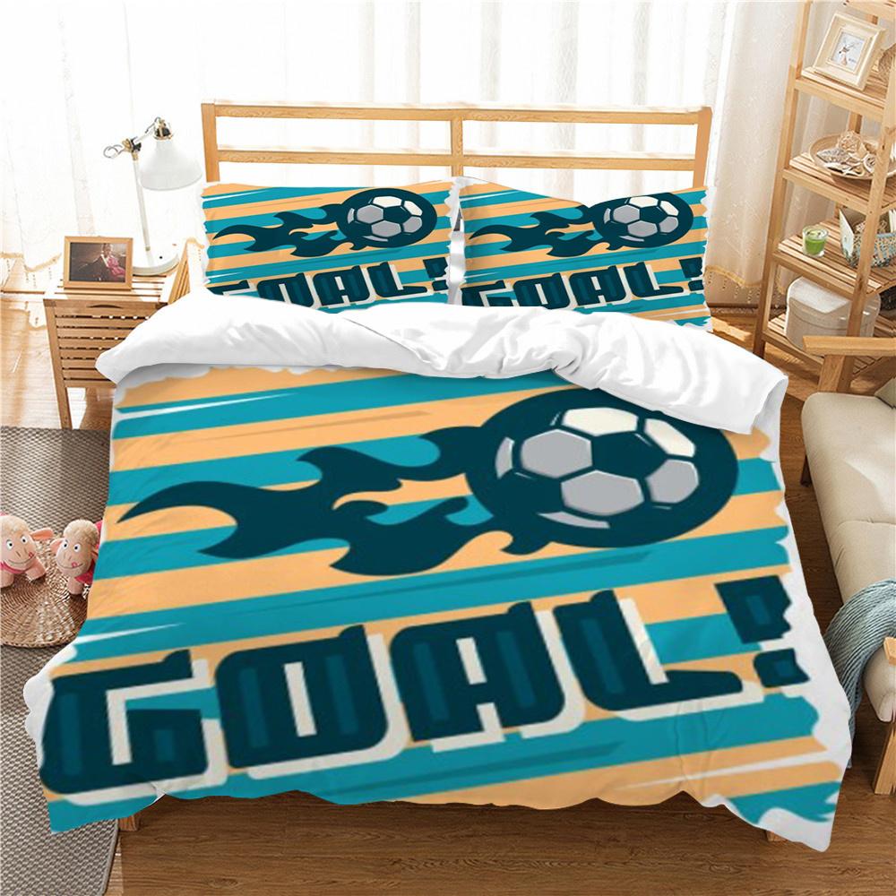 Jocuri fotbal Set de lenjerie de pat cu fetă de pernă Lenjerie de pat pentru acasă Imprimare fotbal Set cuvertură de pilota de înaltă calitate Seturi de pat respirabile