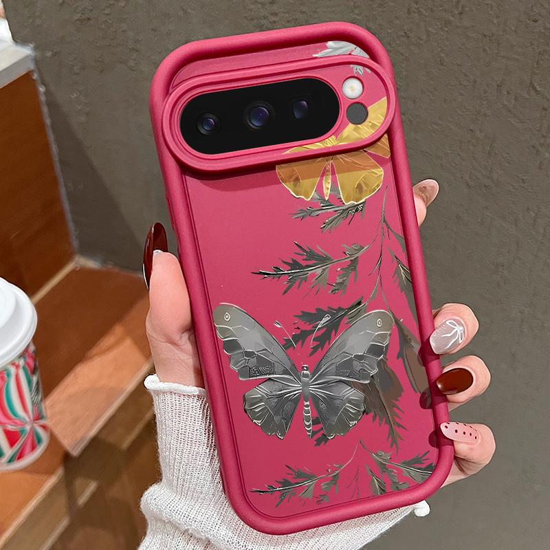 Custodia in Silicone con Motivo a Foglie di Farfalla Per Google Pixel 10 9 Pro XL 9A 8A 7 8 Pro 7A Custodia Morbida Antiurto Per Pixel 9 Pro