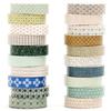 YUBX Masking Tape Simple Geometric Narrow Washi Paper Minimalist for DIY Gift Decoration Misty 20-Piece Set Pattern, Width, Tape, Design, Crafts,