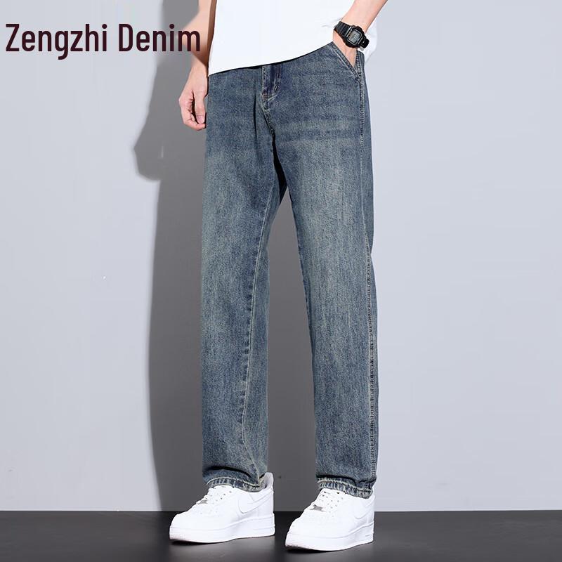 

Мужские джинсы Zengzhi 2025 Осень Свободные Прямые Шаровары 32