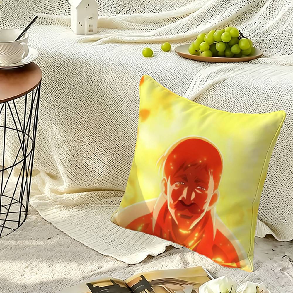 E-Escanor Seven Deadly Sins Square Double-Sided printed Pillow Case Bedroom Bedside Pillow Sofa Cushion Cover