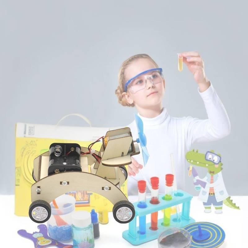 Children's Diy Wooden Science Wind-powered Small Car Model Kit Customizable Educational Toy