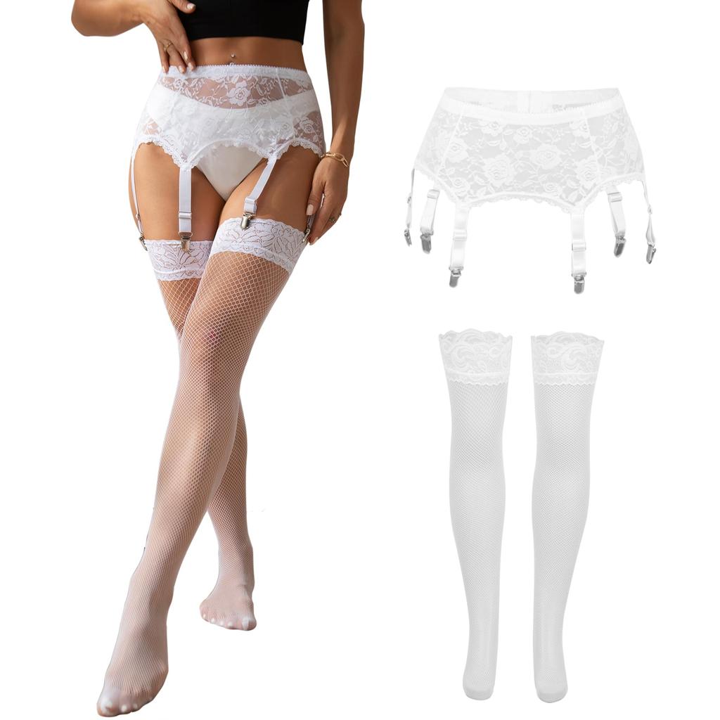 Ohyeahlady Sexy Lace Garter Plus Sizes Floral Adjustable Garter Extreme Garter Lingerie with Sizes Belt, M-5XL, Lingerie, Women's Belt, 6-Piece Belt,