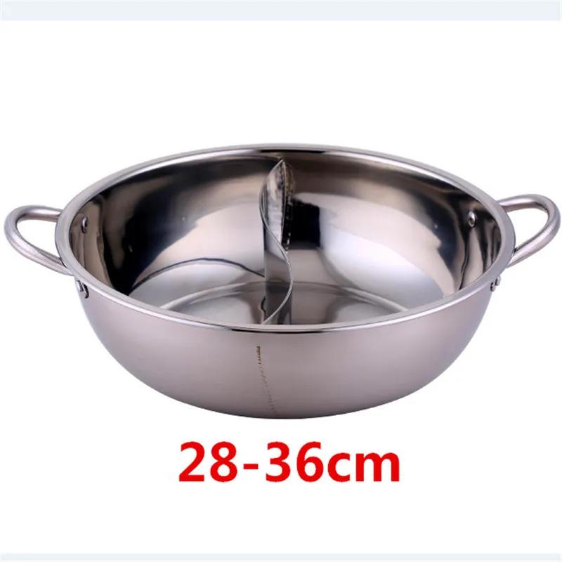 24-40cm Edelstahl 1,5mm Dicke Doppelohr Suppenkocher Hot Pot Twin geteiltes Kochgeschirr Zuhause Küche rund Induktionskocher