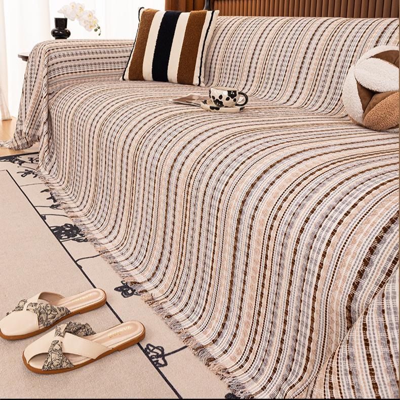 1pc Bohemian Throw Blanket Striped Geometric Pattern All-Season Multi-Use for Sofa Bed Car Travel, Soft Cozy Decorative Accent