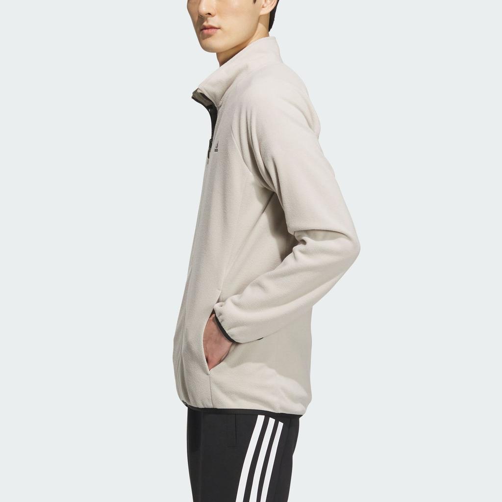 adidas Logo-Print Drei-in-Eins Kapuzen-Freizeit-Sportjacke Herrenjacke Beige Schwarz IV7597