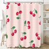 Pink Cherry Print Shower Curtain Decorative Polyester Bath Liner for Bathroom Accessories in Home Kitchen Pink (180x200cm)