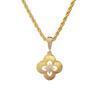 Buchi Wind! Vintager Medieval Brushed Four-Leaf Clover Necklace Women'S Retro Light Luxury Niche High-End Clavicle Chain