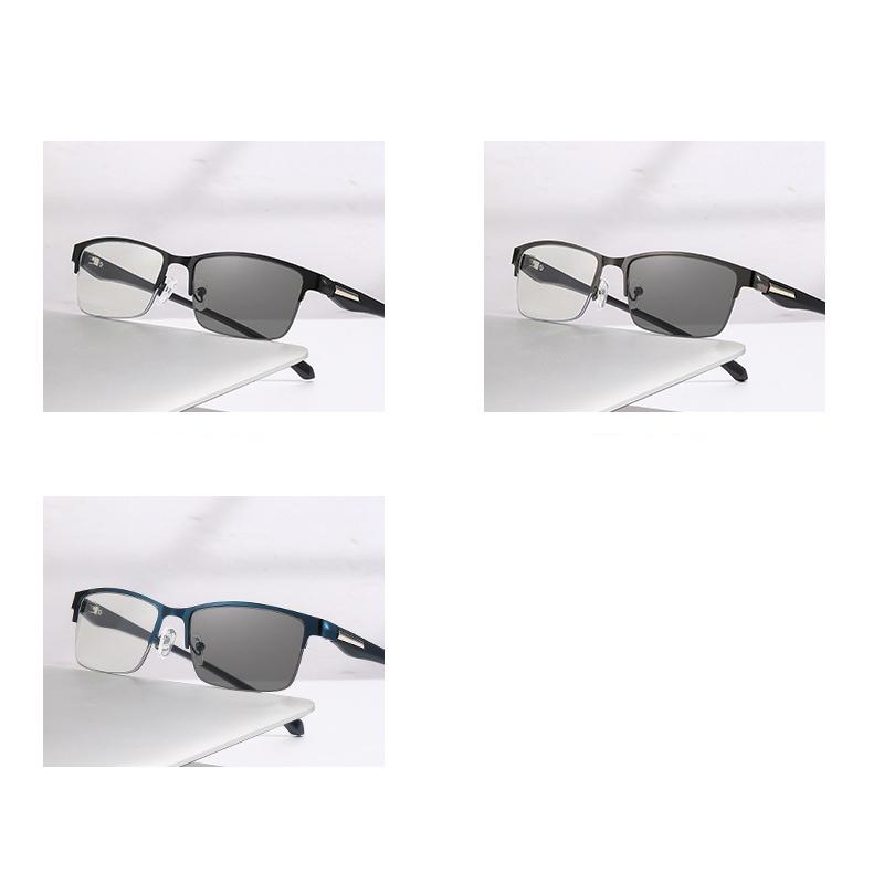 Xiaomi Men Women Progressive Reading Glasses Photochromic Anti Blue Light Presbyopia Glasses Semi Rim Metal Frame 1.00 to 4.00 Diopters