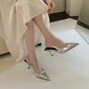 After Empty Single Shoes Shoes New Spring and Summer Silver High Heels Bag Head Sandals 2025 Pointed Temperament French Fairy