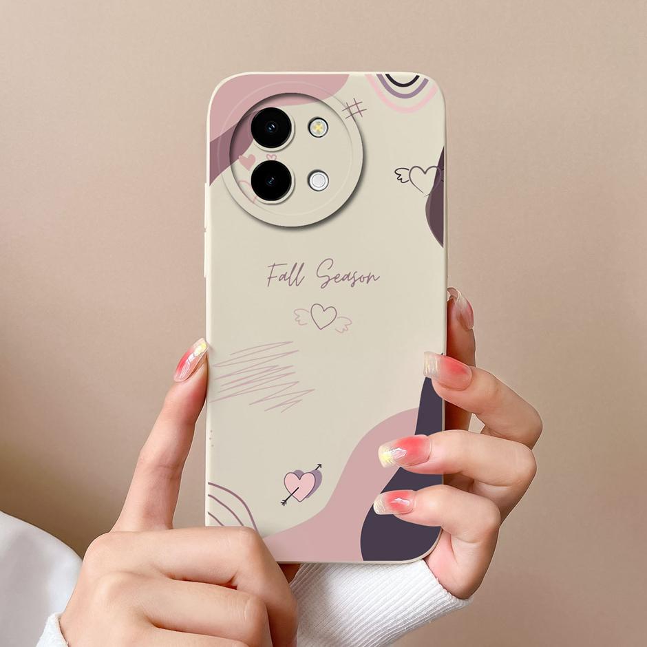 For Vivo Y38 5G Cases Love Heart Flowers Liquid Silicone TPU Shockproof Cover For VivoY200i VivoT3x Prevalent Coque Funda Shell