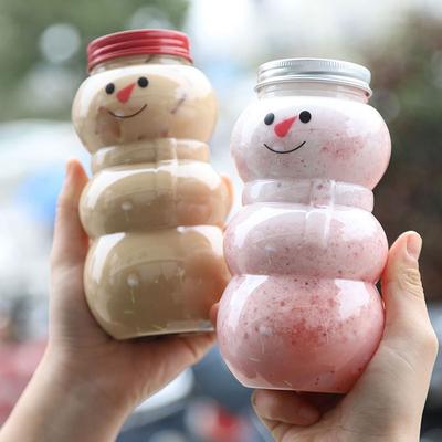 500ml Christmas Candy Jars Thick Christmas Snowman Shaped Snowman Cold Drink Juice Cup Multi-function for Wedding
