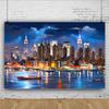 New York Waterfront Cityscape Tapestry, Urban Skyscraper Backdrop for Living Room Decor