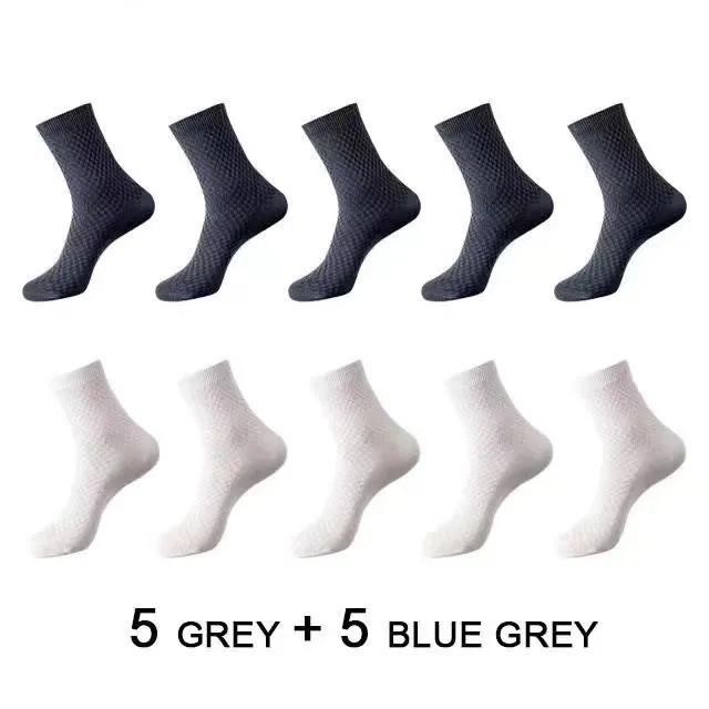 10Pairs/Men's Bamboo Fiber Socks Classic Business Office Stockings Breathable Deodorant Feet Men's Dress Socks Plus-size EU39-45