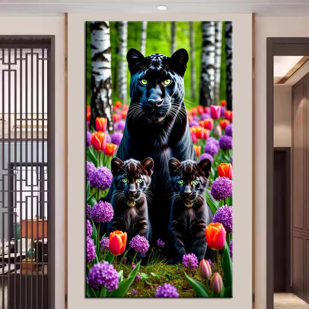 Lions Tigers and Leopards Picture DIY Diamond Painting Cross Stitch Full Drills Diamond Mosaic New Collection Home Decor square 30x60cm белый