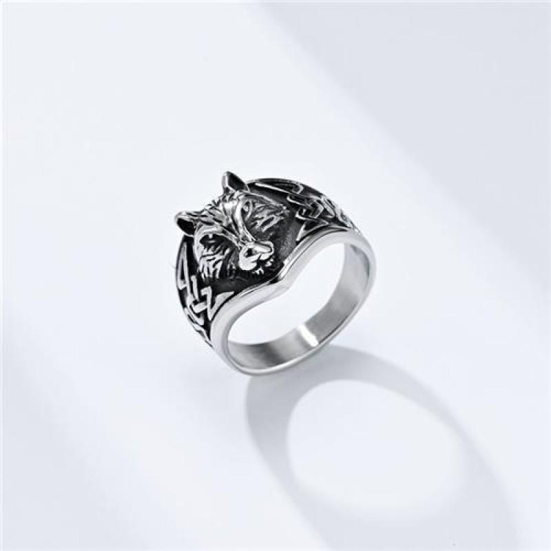 Celtic Wolf Ring Men Women Adjustable Open Band Vintage Nordic Retro Animal Jewelry