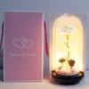 Gold Foil Rose Eternal Flower Glass Cover Gift for Valentine's Day, Christmas, New Year