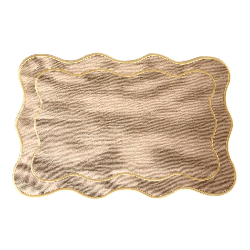 Rechthoekige Jute Geborduurde Placemat Vintage Hitte Tafel voor Eetkamer