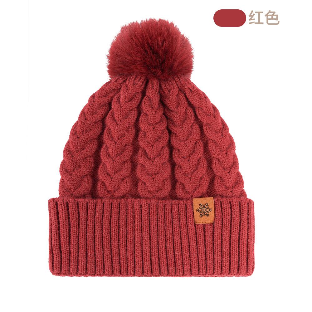 Winter Knitted Hat Scarf Gloves Three-piece Set Double-layer Piled Thickened Warm Wool Knitted Hat Wheat Ears