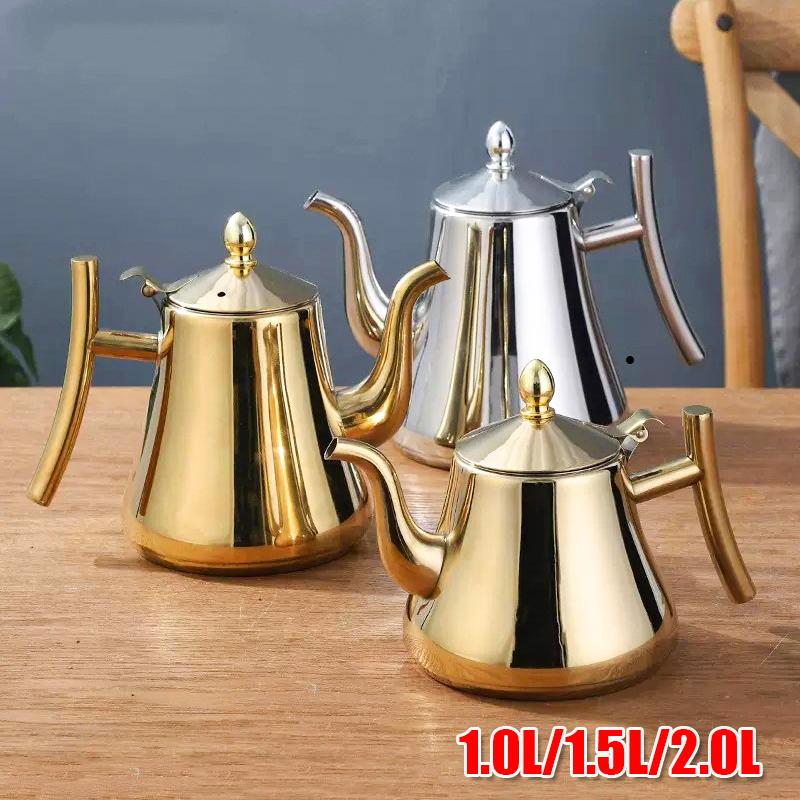 1 Set Teapot and Water Kettle Home Stainless Steel Restaurant Heat-Resistant Kitchen Essentials 1L 1.5L 2L Capacity