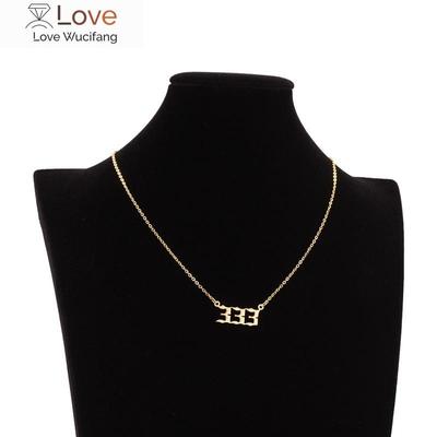 Collier avec chiffres d'ange en acier inoxydable, 111 222 333 444 555 666 777 888 999, pour femmes et hommes, chaîne avec chiffres porte-bonheur, bijoux