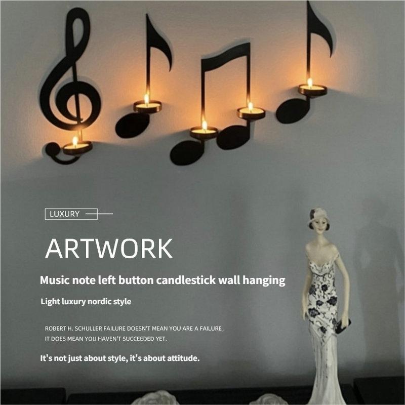 European Style Musical Note Candle Holder Iron Art Decorative Wall Hanging Candle Holder