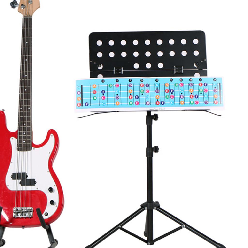 Bass Griffbrett Notentabelle Illustriertes Poster Bassgitarre Griffbrett Notentabelle Gitarre spielen lernen Bass Musiktheorie