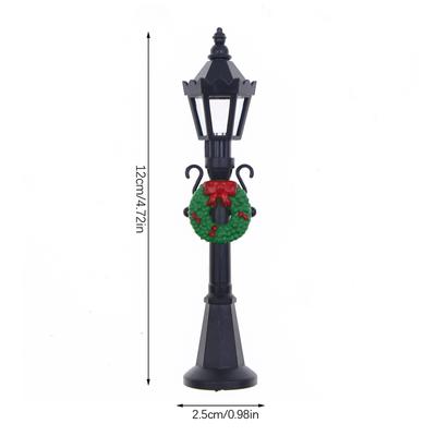 1:12 Dollhouse Christmas Scene Street Lamp Street Light Model Doll Christmas Decor Micro Landscape Fairy Garden Ornaments