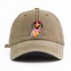 Pc DOG Print Washed Baseball Cap for AdultsMinimalist Retro Style Casual Soft Adjustable Dad HatPerfect As Gift