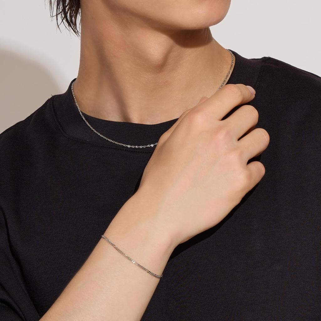 Bracelet Chain for Women and Platinum pt850 Figaro 19cm [Lala Christie] Men, lb97-0013-pt-19