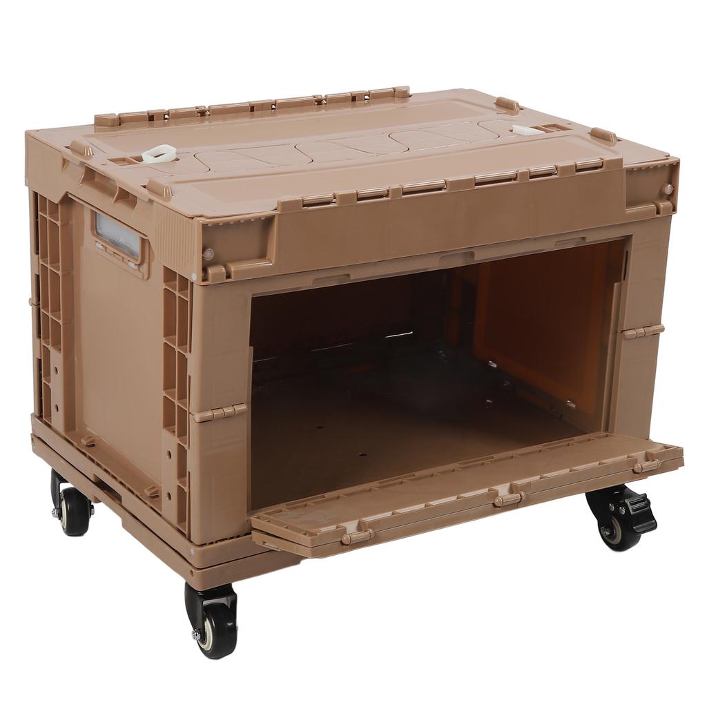  Storage Bin with Wheels PP Plastic Stackable Folding Transfer Basket for Home Garage SUV