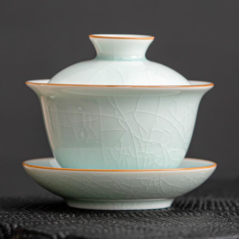 Ru Kiln Style Celadon Sancai Gaiwan Tea Bowl