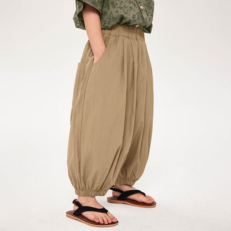 Jungen Sommer Dünne Einfarbige Anti-Mücken Cropped Haremshose Für Kinder