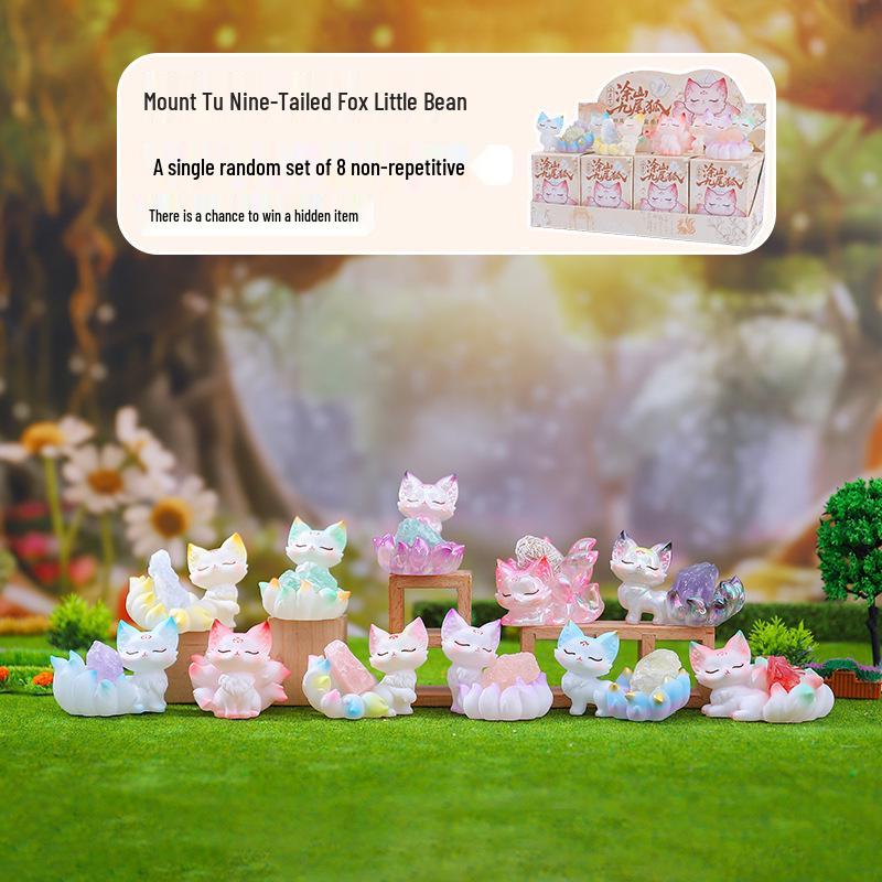 Nine-Tailed Fox Resin Blind Box: Chinese Style Desktop Ornament & Festival Gift