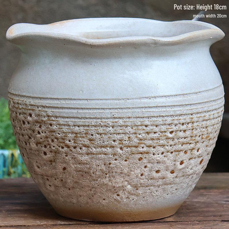 Handmade Retro Ceramic Succulent Planter with Large Caliber