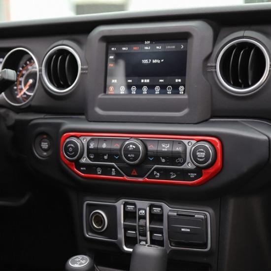 Red Center Control Air Conditioner Switch Frame Trim  For Jeep Wrangler JL 2018+