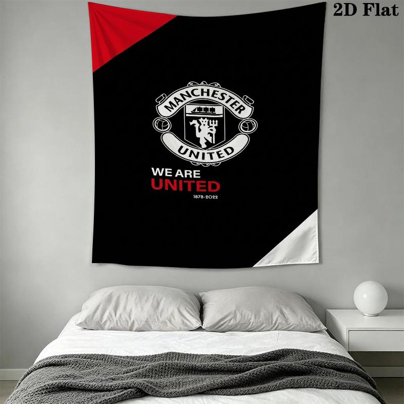 Manchester Unitedaa Tapisserie Murale Accrochage Mural Esthétique Couverture en Tissu Imprimé Tapisseries Décoratives pour Chambre à Coucher Salon Décoration de la Maison