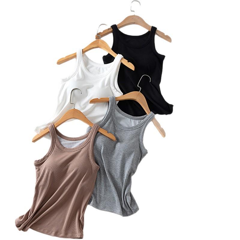 White Backless Camisole Tank with Built-In Bra - Versatile Base Layer for Yoga, Sports, or Everyday Wear