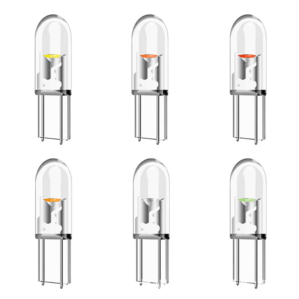 10Pcs Transparent T5 LED W3W COB Led Bulb Car Instrument Indicator Light Reading Lamp Auto Interior Dashboard Warming Lamp