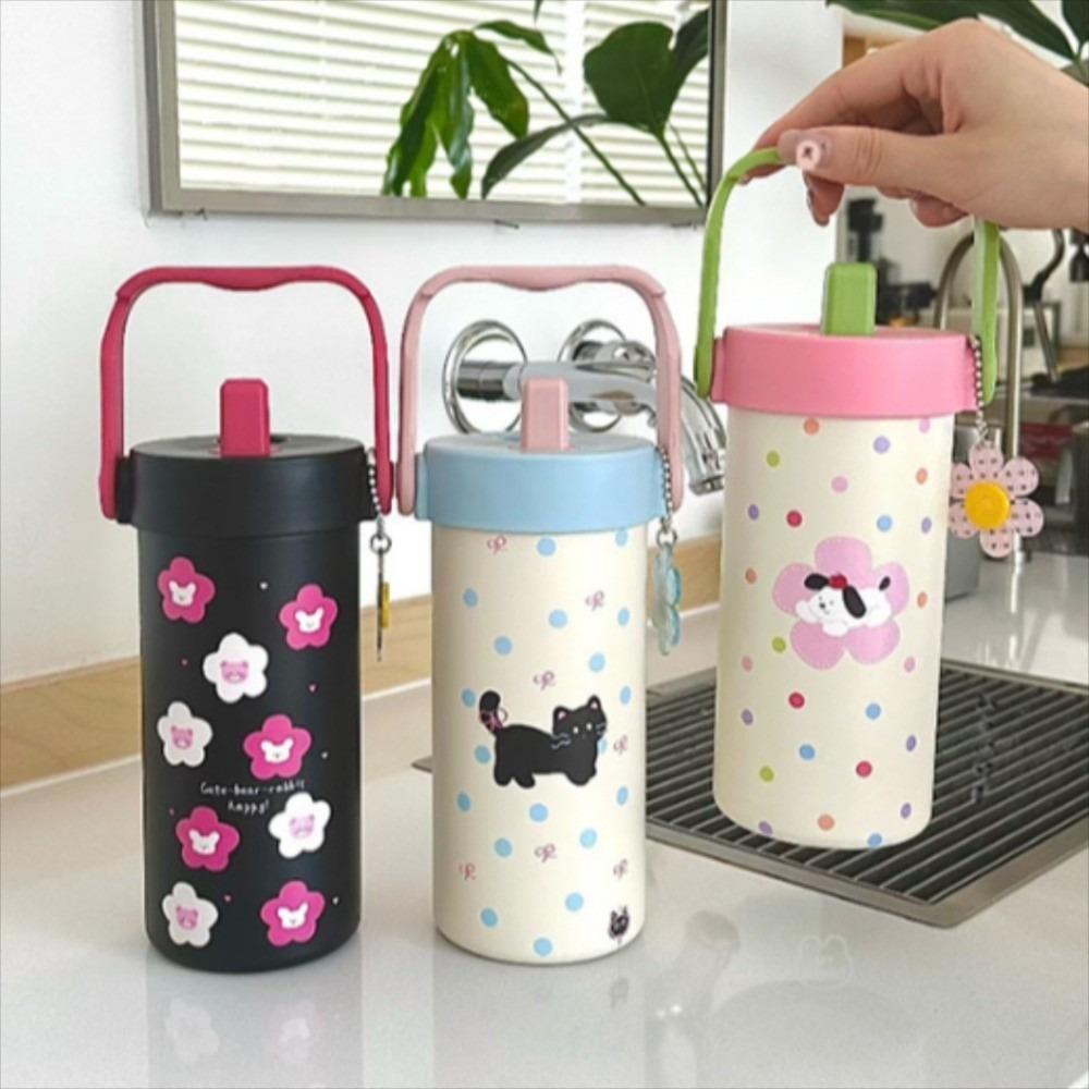 Water Cup Portable Insulated Cup Stainless Steel Cute Cat Thermos Mug  Cold/Hot Water