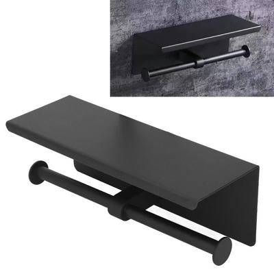Stainless Steel Toilet Paper Holder Mirror Shiny Wall Mounted Toilet Paper Shelf Holder Practical Multi-Functional