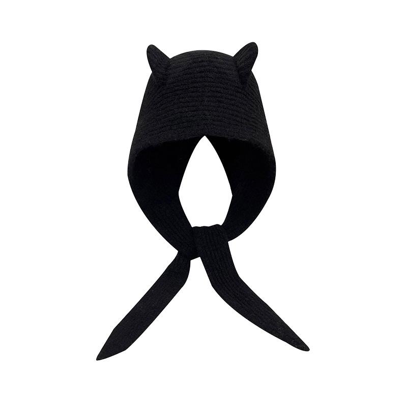 Women's autumn and winter wool hats, warm ears, cute knitted scarves, Lei Feng hats, trendy little devil balaclava hats