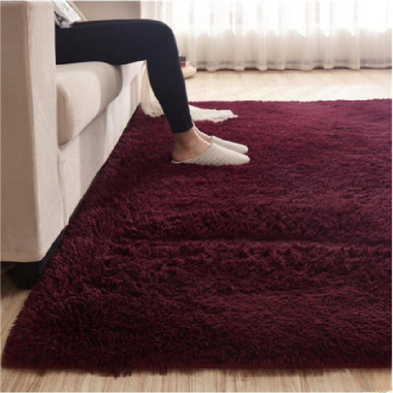 Solid Colour Fluffy Minimalist Style Indoor Carpet Bedroom Bedside Floor Mat Fluffy Plush Carpet Non-slip Floor Mat