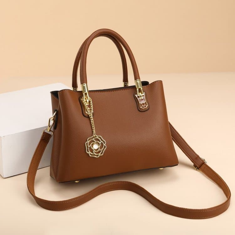 Lychee Pattern Handbag Women s Shoulder Messenger Bag коричневый