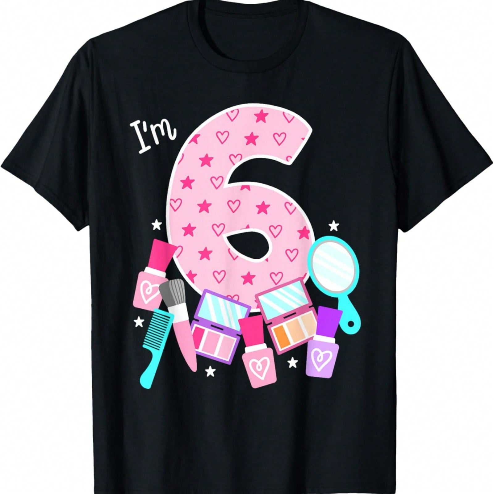 Spa Birthday Party I m 6 Girls Makeup 6th Bday Kids Toddlers T-Shirt S разноцветный