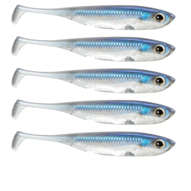 

5Pcs Fishing Soft Plastic Lures Silicone Bait Paddle Tail Shad Worm Swimbaits Freshwater Bass Trout 100mm 100mm