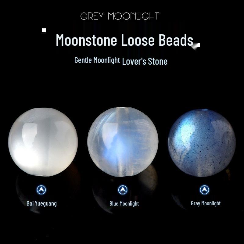 Natural Gray Moonstone & Blue Light Labradorite Beads for DIY Jewelry 6mm