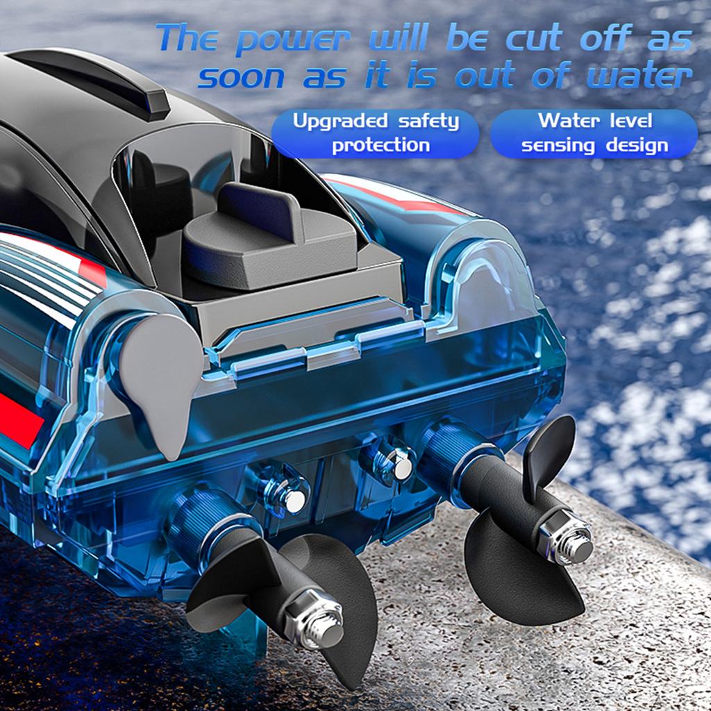 Remote Control Boat Brushless High Speed RC Boat Dual Motor 360 Degree Rotation with Colorful Lights blue