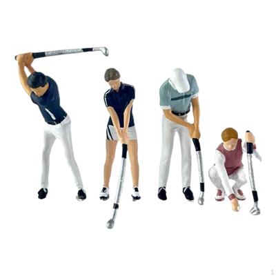 4Pcs 1/64 Scale People Figure Tiny Model Sand Table Ornament Mini Golfer Collectibles